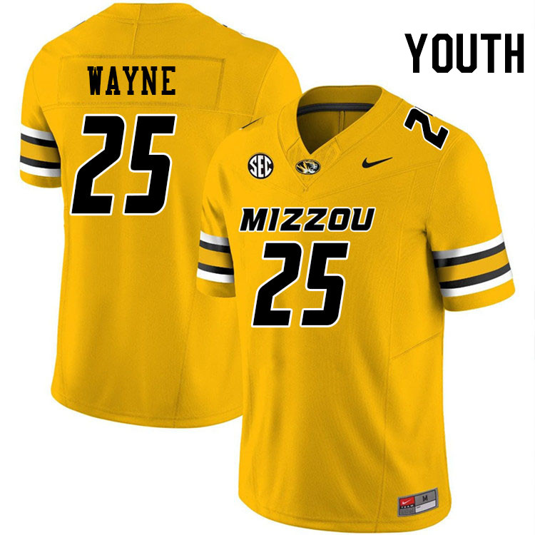 Youth #25 Ja'Marion Wayne Missouri Tigers College Football Jerseys Stitched-Gold